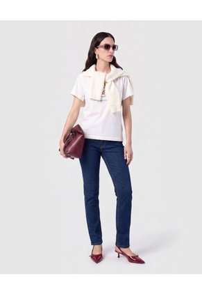 Camiseta Cuello Redondo Con Rib Para Mujer Blanco Patprimo