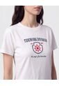 Camiseta Cuello Redondo Con Rib   Para Mujer Blanco Patprimo de Patprimo