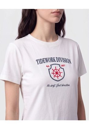 Camiseta Cuello Redondo Con Rib Para Mujer Blanco Patprimo