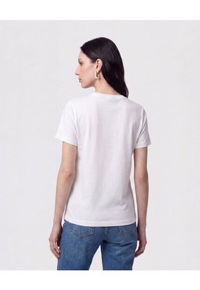Camiseta Cuello Redondo Con Rib Para Mujer Blanco Patprimo