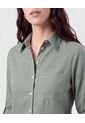 Camisa Con Unicolor Manga Larga   Para Mujer Verde Patprimo de Patprimo