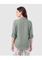 Camisa Con Unicolor Manga Larga   Para Mujer Verde Patprimo de Patprimo