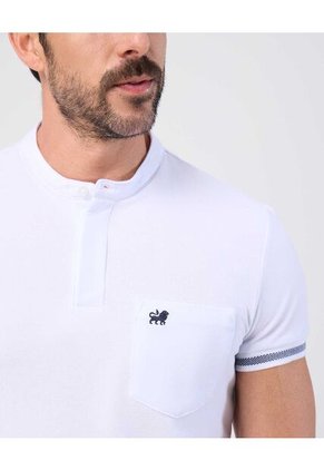 Polo Slim Fit Cuello Mao Y Bolsillo Para Hombre Blanco Patprimo