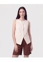 Blusa Chaleco Cortada En Pico   Para Mujer Beige Patprimo de Patprimo