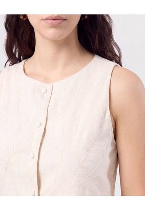 Blusa Chaleco Cortada En Pico Para Mujer Beige Patprimo