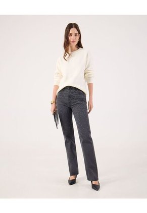 Jean Straight Con Detalle   Para Mujer Gris Patprimo