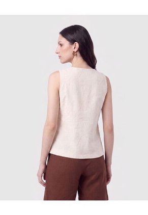 Blusa Chaleco Cortada En Pico Para Mujer Beige Patprimo
