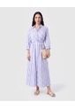 Vestido Camisero Largo De Rayas   Para Mujer Azul Patprimo de Patprimo