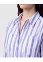 Vestido Camisero Largo De Rayas   Para Mujer Azul Patprimo de Patprimo