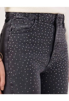 Jean Straight Con Detalle   Para Mujer Gris Patprimo