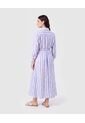 Vestido Camisero Largo De Rayas   Para Mujer Azul Patprimo de Patprimo