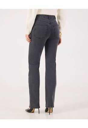 Jean Straight Con Detalle   Para Mujer Gris Patprimo