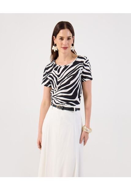 Camiseta  Para Mujer Manga Corta Cuello Redondo Color Blanco Marca Patprimo #30093938