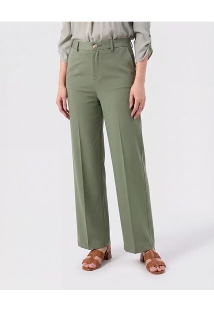 Pantalón Recto Con Línea De Quiebre   Para Mujer Vino Patprimo
