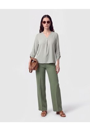 Pantalón Recto Con Línea De Quiebre Para Mujer Vino Patprimo