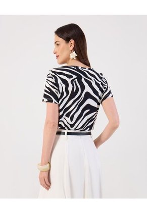 Camiseta  Para Mujer Manga Corta Cuello Redondo Color Blanco Marca Patprimo #30093938