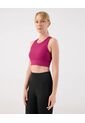 Top Crop Ribbed  Escote Alto Y Espalda Atlética  Para Mujer Rosado Patprimo de Patprimo