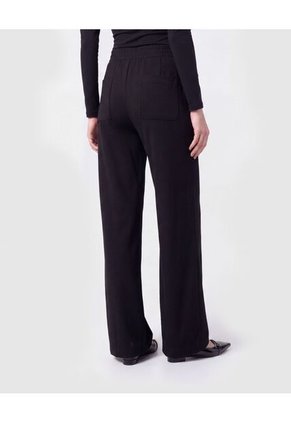 Pantalón Unicolor Con Prenses Y Cordón Para Mujer Negro Patprimo