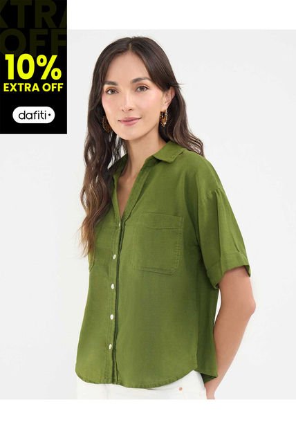 Camisa Para Mujer Manga Corta Color Verde  Marca Patprimo #30010677