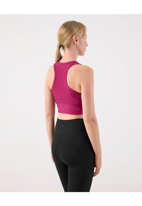 Top Crop Ribbed Escote Alto Y Espalda Atlética Para Mujer Rosado Patprimo