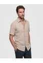 Camisa Manga Corta Texturizada   Para Hombre Café Patprimo de Patprimo