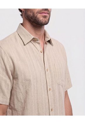 Camisa Manga Corta Texturizada Para Hombre Café Patprimo