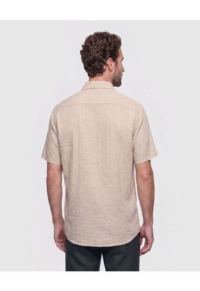 Camisa Manga Corta Texturizada Para Hombre Café Patprimo