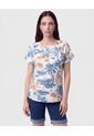 Blusa Manga Doblez Cuello Redondo   Para Mujer Azul Patprimo de Patprimo