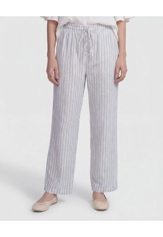 Pantalón De Silueta Recta Con Cordón   Para Mujer Blanco Patprimo Patprimo