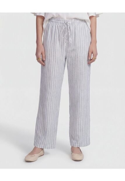 Pantalón De Silueta Recta Con Cordón   Para Mujer Blanco Patprimo