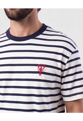 Camiseta A Rayas Manga Corta Para Hombre Blanco Patprimo