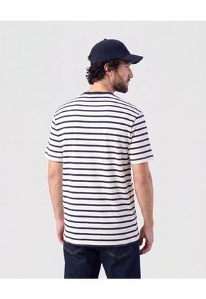 Camiseta A Rayas Manga Corta Para Hombre Blanco Patprimo