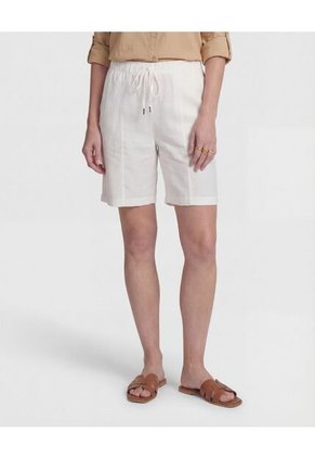 Bermuda Unicolor Con Ajuste De Cordón Para Mujer Blanco Patprimo