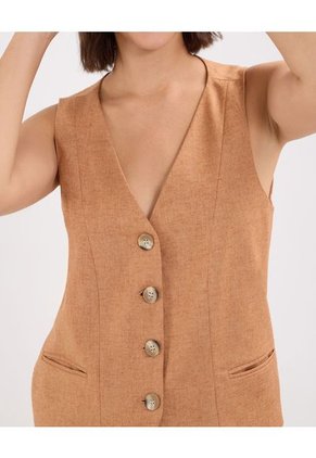 Chaleco Para Mujer  Color Café Claro Marca Patprimo #30250033