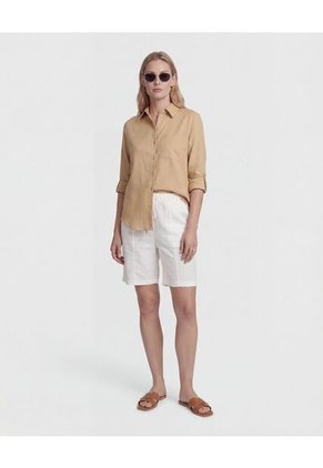 Bermuda Unicolor Con Ajuste De Cordón Para Mujer Blanco Patprimo