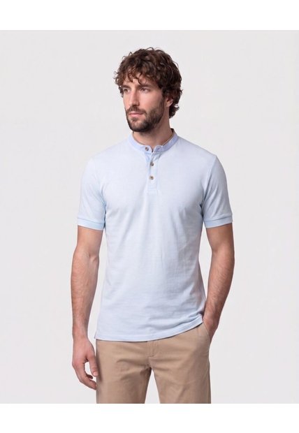 Polo Con Cuello Neru Y Pechera   Para Hombre Azul Patprimo