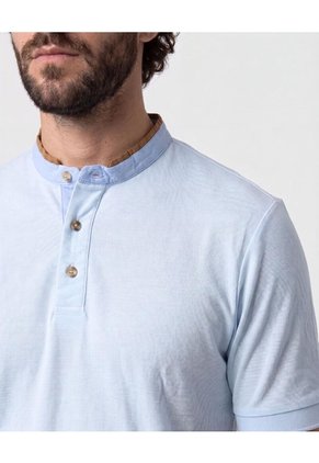 Polo Con Cuello Neru Y Pechera Para Hombre Azul Patprimo