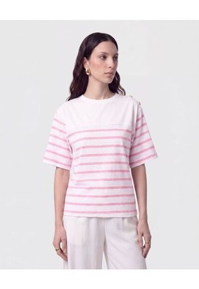 Blusa Con Botones En Hombro Para Mujer Rosa Patprimo