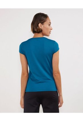 Camiseta Mc Cuello Redondo Manga Casquito  Para Mujer Azul Patprimo