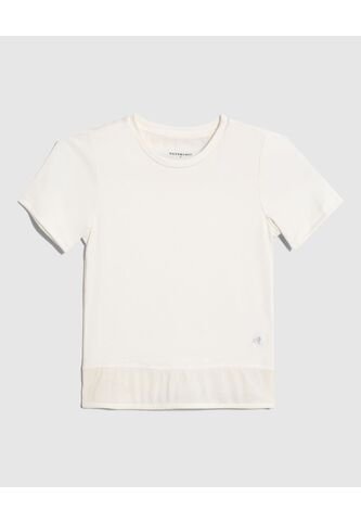 Camiseta Blanca Con Detalle De Tul Para Niña  Infantil Niña Crema Patprimo Patprimo