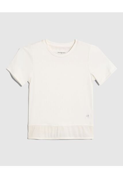 Camiseta Blanca Con Detalle De Tul Para Niña  Infantil Niña Crema Patprimo