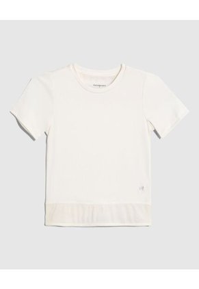 Camiseta Blanca Con Detalle De Tul Para Niña Infantil Niña Crema Patprimo