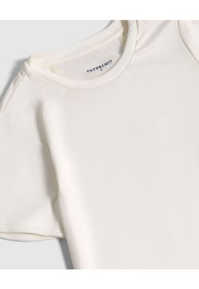 Camiseta Blanca Con Detalle De Tul Para Niña Infantil Niña Crema Patprimo