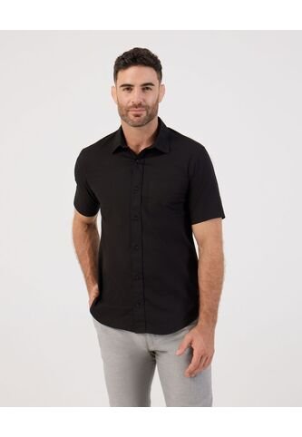 Camisa Casual De Manga Corta   Para Hombre Negro Patprimo Patprimo