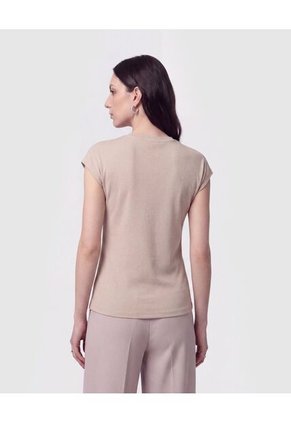 Camiseta Manga Corta Texturizada   Para Mujer Café Patprimo