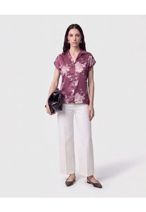 Camisa Manga Corta Estampada Para Mujer Vino Patprimo