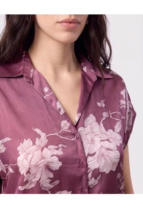 Camisa Manga Corta Estampada Para Mujer Vino Patprimo
