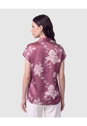 Camisa Manga Corta Estampada Para Mujer Vino Patprimo