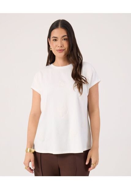 Camiseta Texturizada  Curvy  Para Mujer Blanco Patprimo