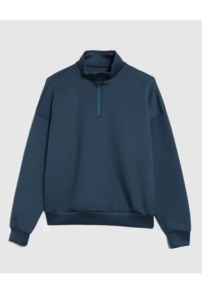 Buzo Unicolor Cuello Alto Para Mujer Azul Patprimo